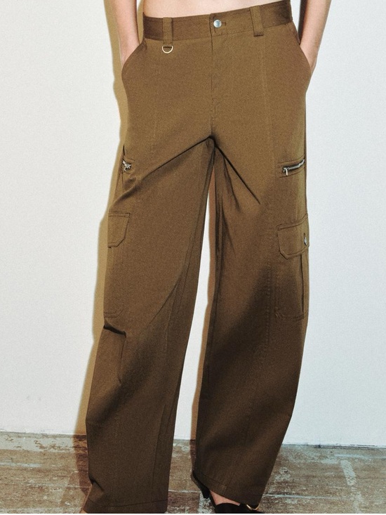 Zara Pants - NEW! Zara Olive Cargo Wide-Leg Pants - Women Size M